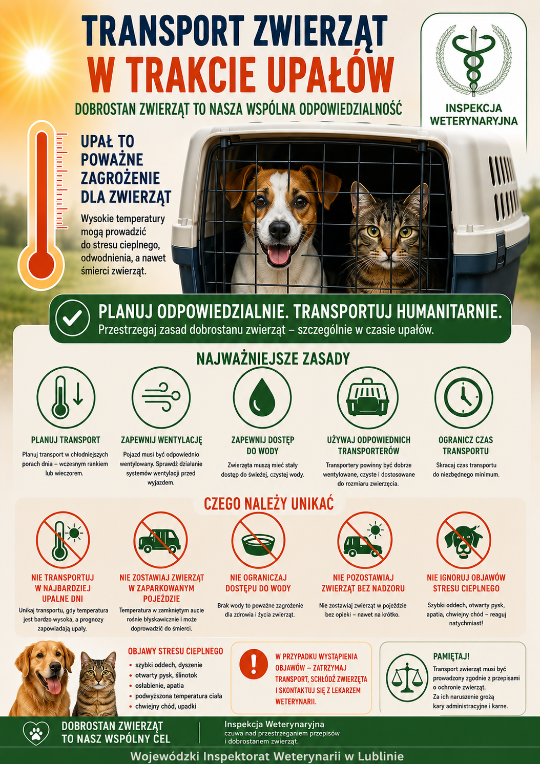 Transport zwierząt w czasie upałów